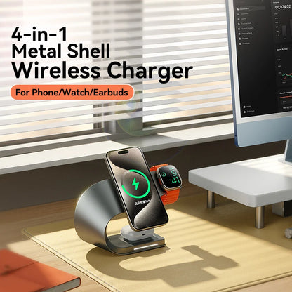 4 in 1 Metal Shell Wireless Charger Station