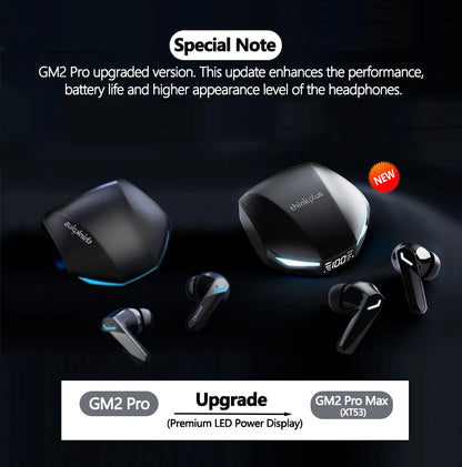 New Lenovo GM2 PRO MAX Wireless Bluetooth 5.4 Earphones LED Digital Display Waterproof Earbuds Noise Cancelling Gaming Headset