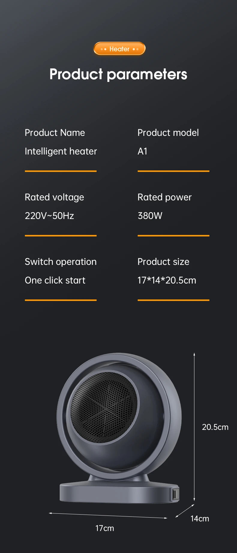 Small desktop electric Heater