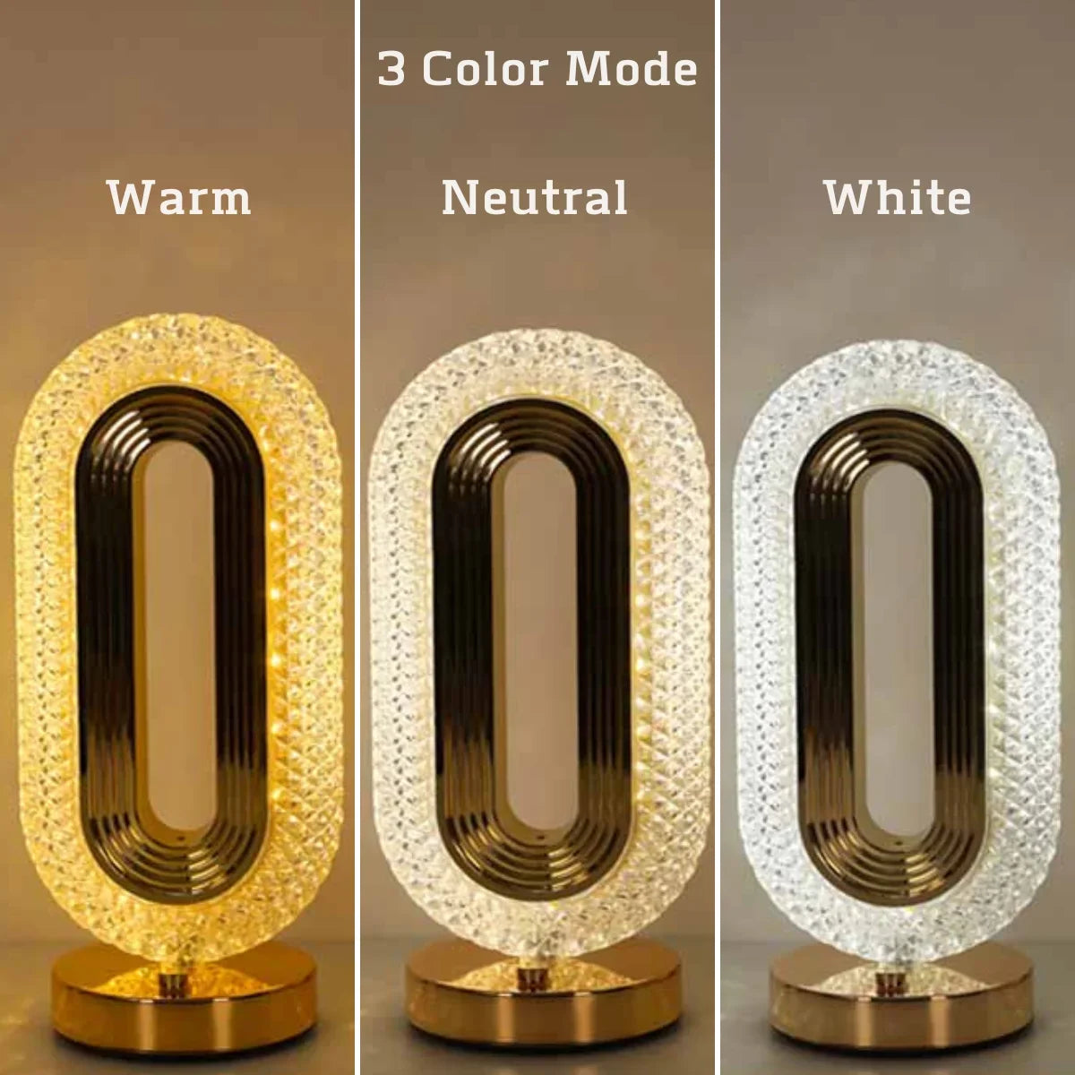 Modern Oval Style USB Rechargeable Crystal Table Lamp
