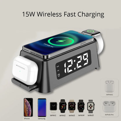 3 in 1 Wireless Charger with Digital Alarm Clock