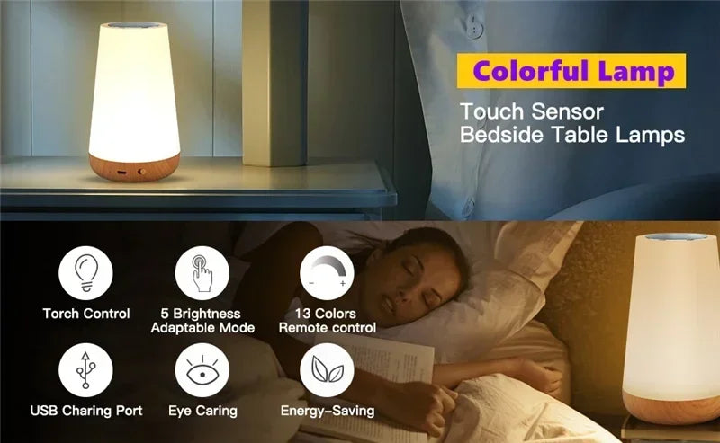 Portable RGB Remote Control Touch Dimmable Lamp