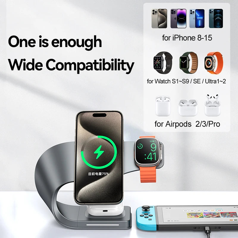 4 in 1 Metal Shell Wireless Charger Station