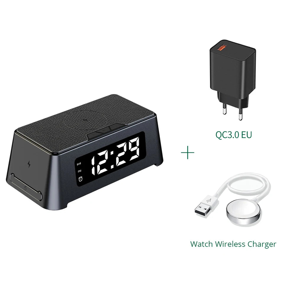 3 in 1 Wireless Charger with Digital Alarm Clock