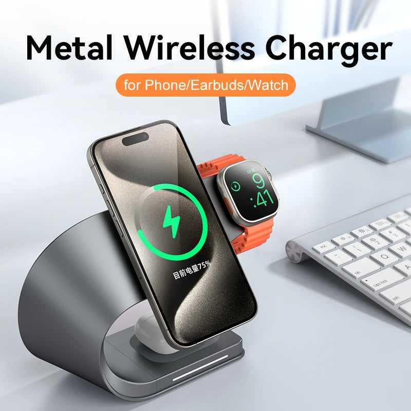 4 in 1 Metal Shell Wireless Charger Station