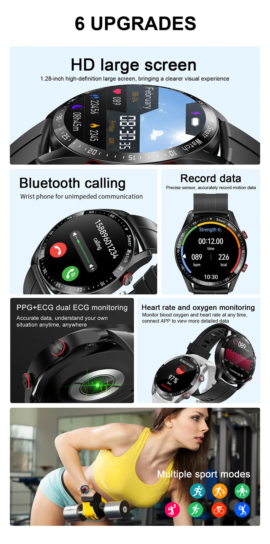ECG+PPG Bluetooth Call Smart Watch