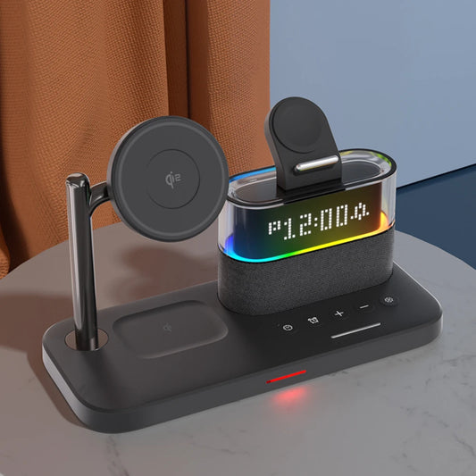 5 in 1 Magnetic Qi2 Wireless Charger with Alarm Clock