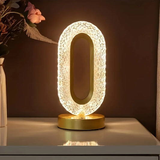 Modern Oval Style USB Rechargeable Crystal Table Lamp