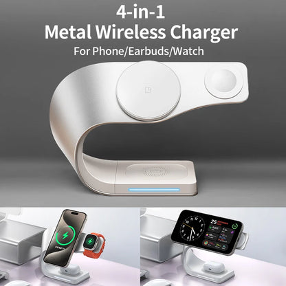 4 in 1 Metal Shell Wireless Charger Station