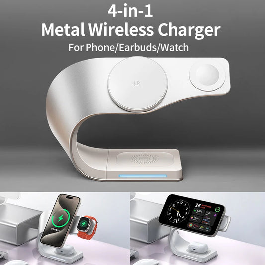 4 in 1 Metal Shell Wireless Charger Station