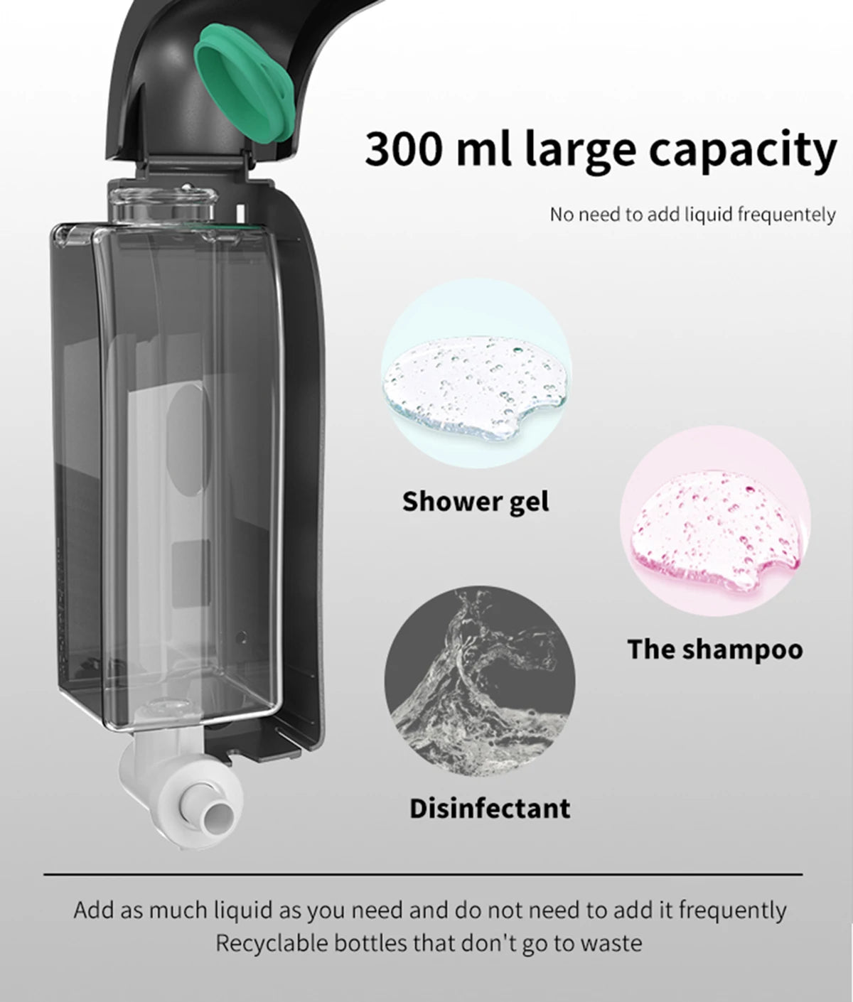 300ML Shampoo Conditioner Dispenser