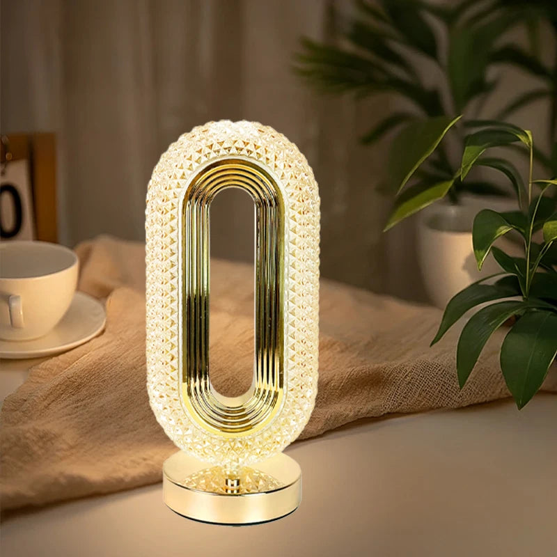 Modern Oval Style USB Rechargeable Crystal Table Lamp