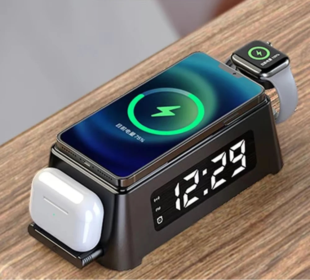 3 in 1 Wireless Charger with Digital Alarm Clock