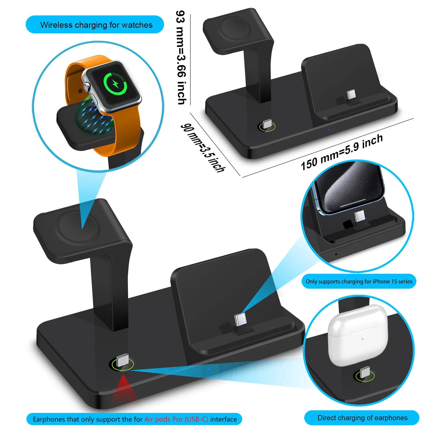 3 in 1 Wireless Charger Dock Station