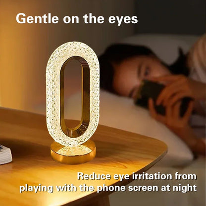 Modern Oval Style USB Rechargeable Crystal Table Lamp