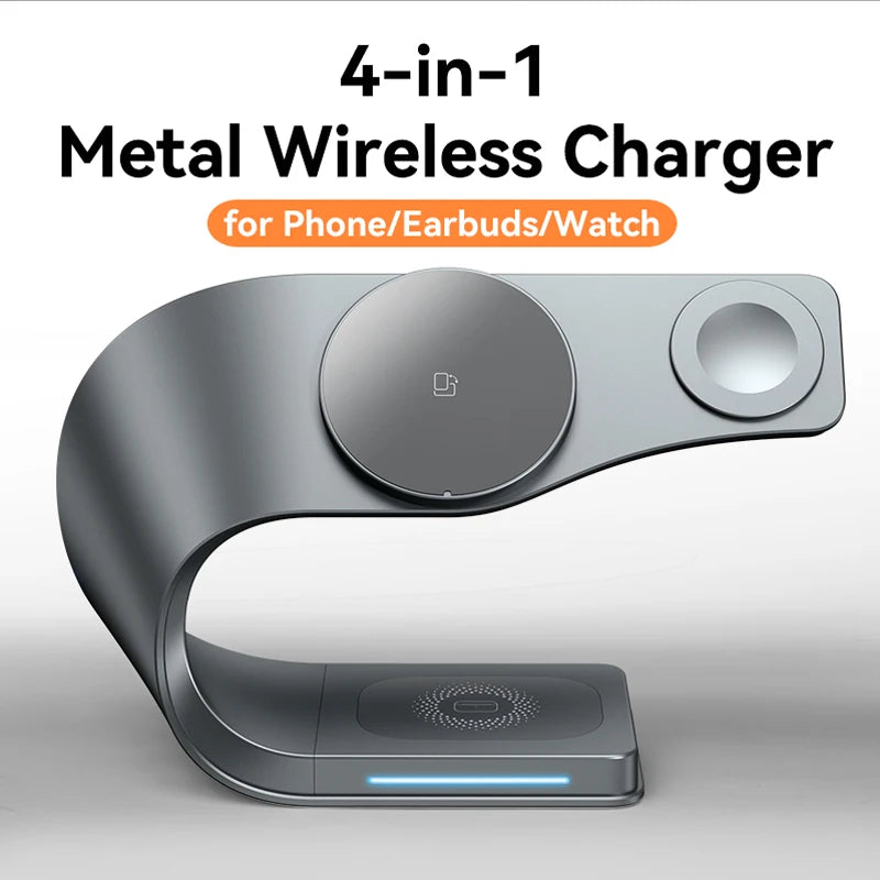 4 in 1 Metal Shell Wireless Charger Station