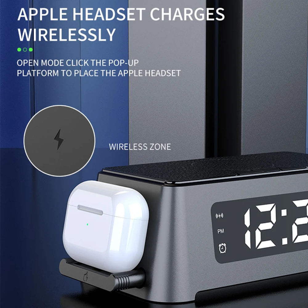 3 in 1 Wireless Charger with Digital Alarm Clock